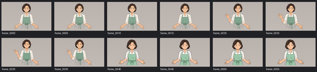 Arm keyframe contact sheet