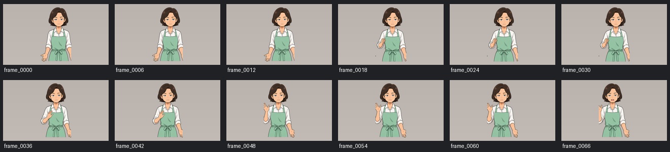 Storyboard-consistent arm keyframe contact sheet