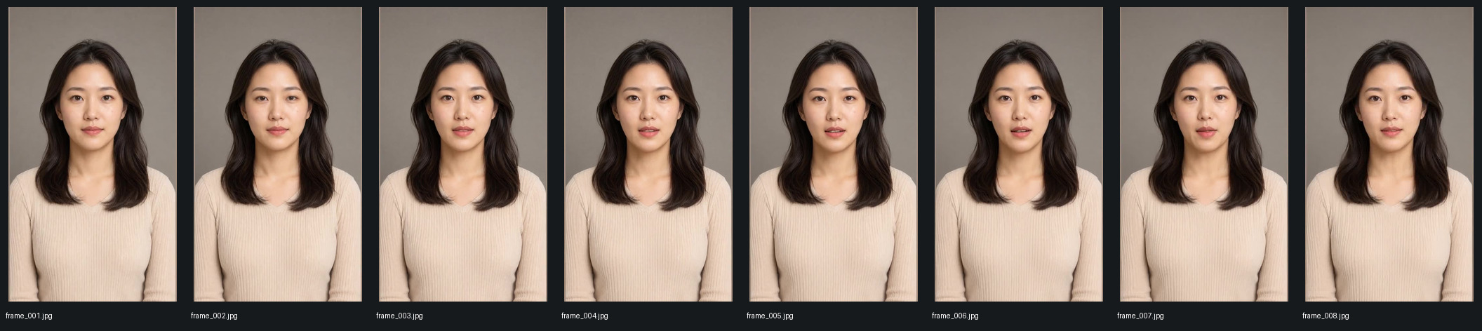 Wan real-photo mouth probe contact sheet