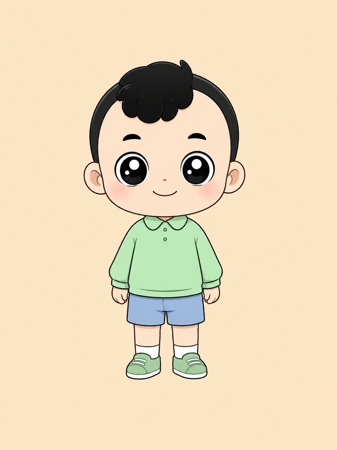 C · 소년 진행자 · 정면 중립
