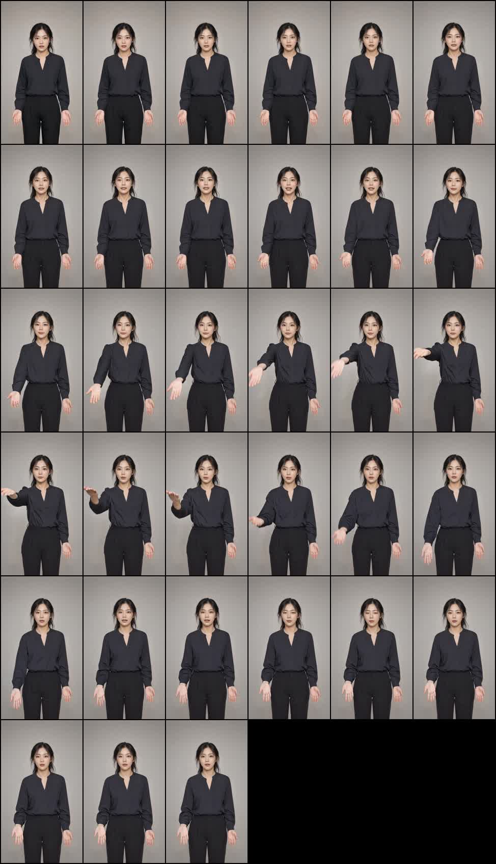 SCAIL-2 realistic one-hand all 33 generated frames